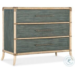 Retreat Lagoon Green And Natural Pole Rattan Chest