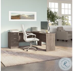 Ridgeley Medium Gray Maple 65" L Shaped Home Office Set with Storage