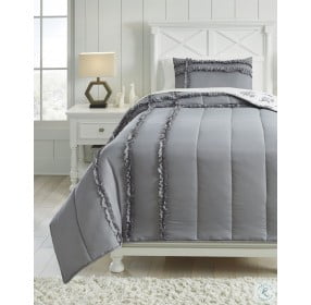 Meghdad Gray and White 2 Piece Twin Comforter Set