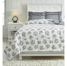 Meghdad Gray and White 3 Piece Full Comforter Set