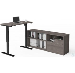 I3 Plus Bark Gray Height Adjustable L Desk