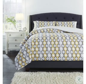 Mato Gray and Yellow 3 Piece King Comforter Set