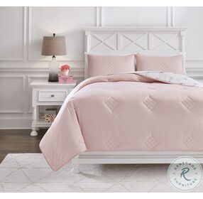 Lexann Pink White and Gray Full Comforter Set