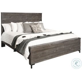 Austin Distressed Charcoal Queen Panel Bed