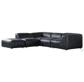Luxe Antique Black Leather Dream Modular Sectional