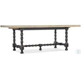 Ciao Bella Flaky White And Black 84" Trestle Extendable Dining Table