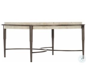 Barclay White Travertine Stone And Antique Pewter Cocktail Table