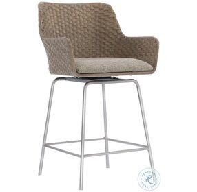Logan Square Beige And Grey Mist Swivel Counter Height Stool