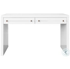 Ralph White Lacquer Waterfall 2 Drawer Desk