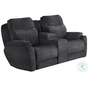 Show Stopper Charcoal Zero Gravity Reclining Console Loveseat with Power Headrest