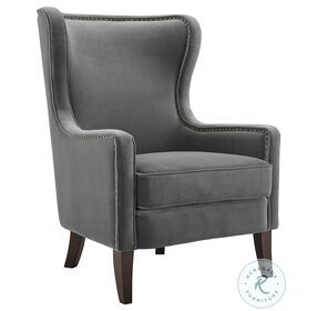 Rosco Charcoal Wingback Velvet Accent Chair