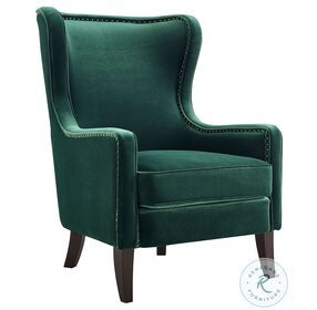 Rosco Emerald Green Wingback Velvet Accent Chair
