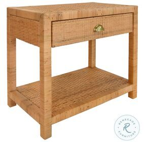 Reed Rattan 1 Drawer End Table