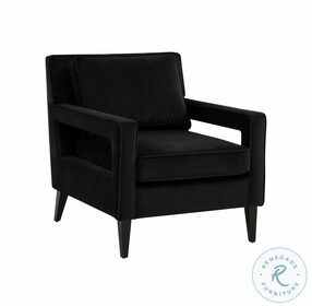 Luna Onyx Black Velvet Accent Chair