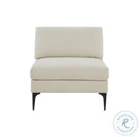 Serena Cream Velvet Armless Chair with Black Legs