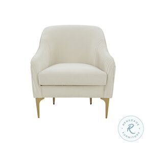 Serena Cream Velvet Accent Chair with Brass Legs