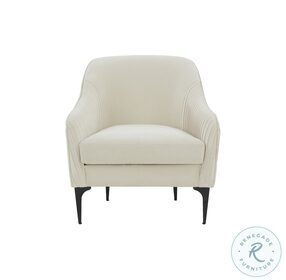 Serena Cream Velvet Accent Chair with Black Legs