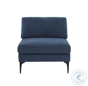 Serena Blue Velvet Armless Chair with Black Legs