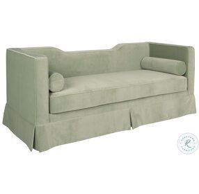 Rex Sage Green Velvet Skirted Tuxedo Style Sofa