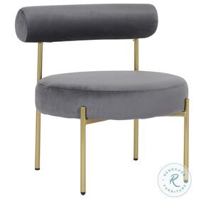 Rhonda Silver Velvet And Gold Steel Accent Chair
