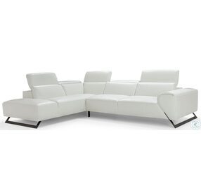 Ricci White Leather LAF Sectional with Adjustable Headrest