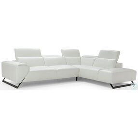 Ricci White Leather RAF Sectional with Adjustable Headrest