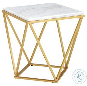 Conner White Marble And Gold End Table