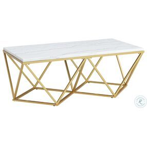 Conner White Marble And Gold Coffee Table