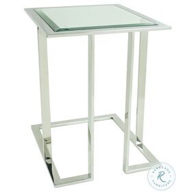 Rina Stainless Steel Glass Top End Table