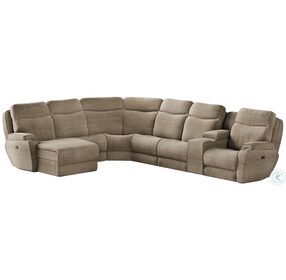 Show Stopper Mushroom Reclining Large LAF Sectional with Power Headrest and Wireless Power Storage Console