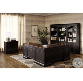 Roanoke Black L-Shaped Home Office Set