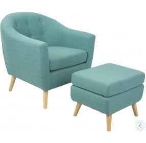 Rockwell Teal Accent Chair And Ottoman