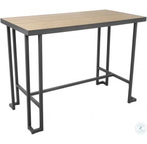 Roman Gray Metal And Natural Bamboo Counter Height Dining Table