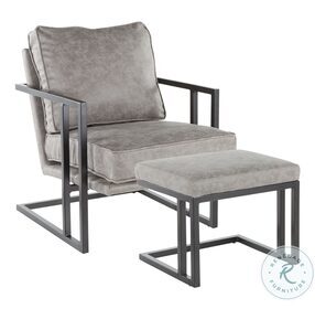 Roman Grey Lounge Chair And Ottoman