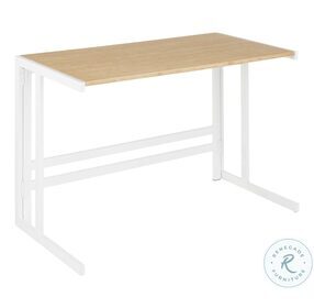 Roman White Metal And Natural Wood Office Desk