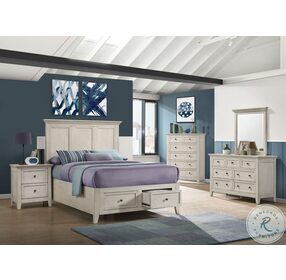 San Mateo Rustic White Youth Footboard Storage  Bedroom Set with Deck
