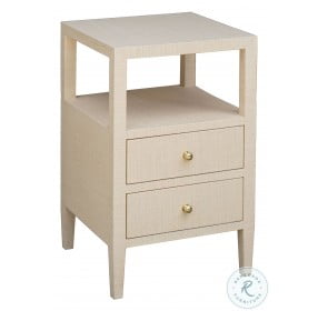 Roscoe Natural Grasscloth 2 Drawers Side Table