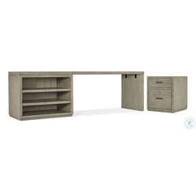 Linville Falls Soft Smoked Gray 96" Home Office Set with Open Desk Cabinet