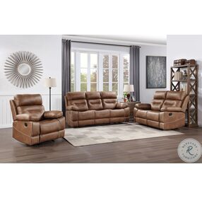 Rudger Chestnut Brown Manual Reclining Living Room Set