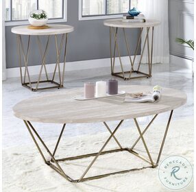 Rowyn White And Copper 3 Piece Occasional Table Set