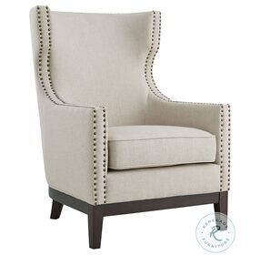 Roswell Beige Wingback Accent Chair