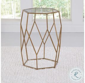 Roxy Clear Glass And Gold Hexagonal Chairside Table