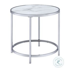 Rayne Marble Top And Chrome End Table