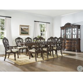 Royale Warm Brown Pecan Extendable Dining Room Set