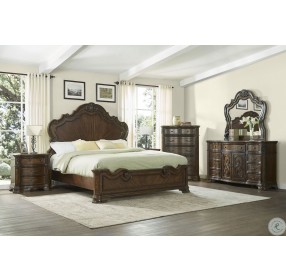 Royale Warm Brown Pecan Panel Bedroom set