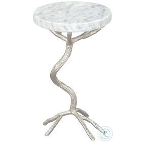 Joel White And Silver 22" Side Table