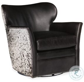Kato Black Leather Swivel Club Chair