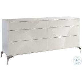 Montoya Frosted Pearl And Polished Stainless Steel 6 Drawer Dresser