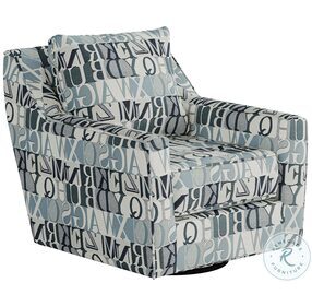 Anecdote Blue Recessed Arm Swivel Glider Chair
