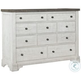 Valley Ridge Distressed White And Rustic Gray 10 Drawer Dresser